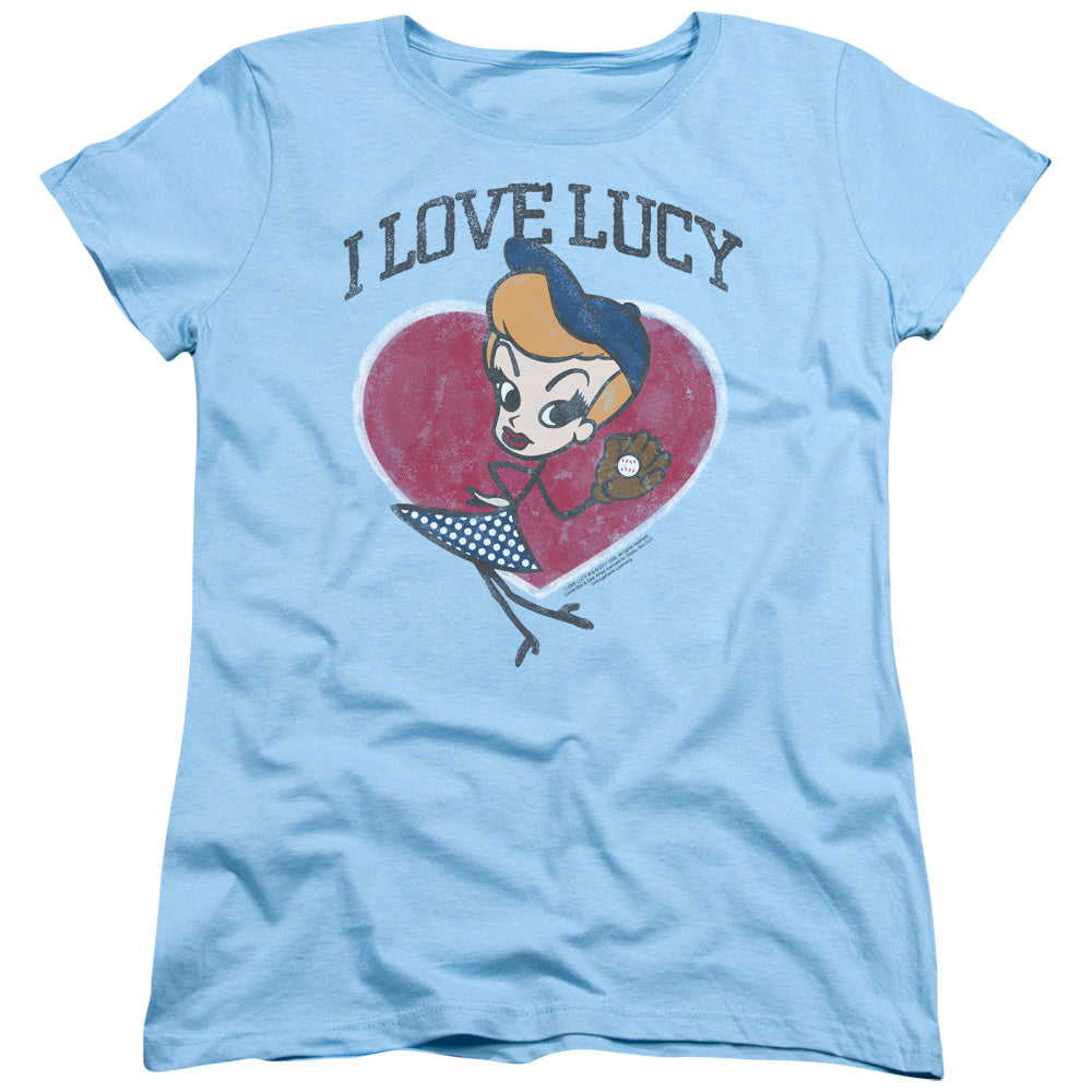 I Love Lucy Baseball Diva Womens T Shirt Light Blue