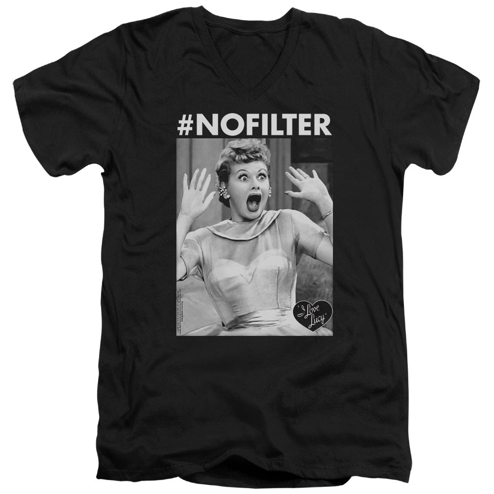 I Love Lucy No Filter Mens Slim Fit V-Neck T Shirt Black