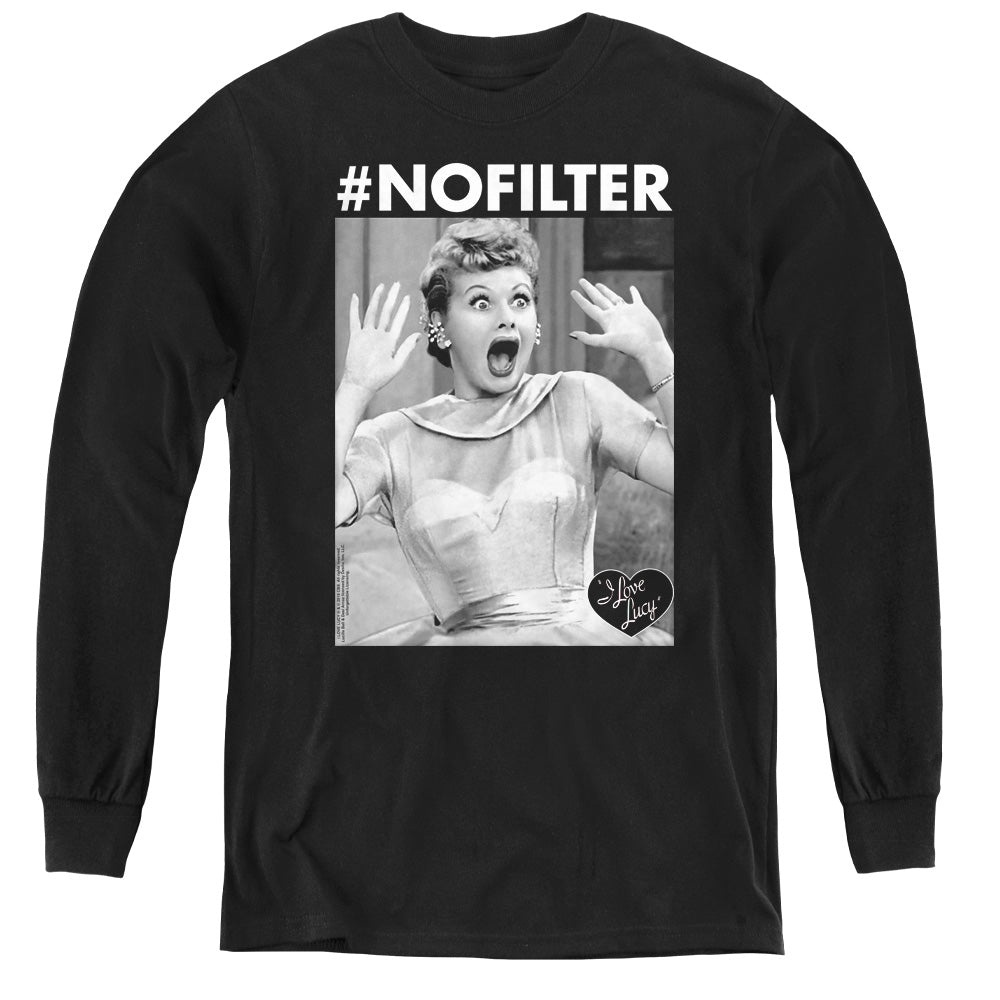 I Love Lucy No Filter Long Sleeve Kids Youth T Shirt Black