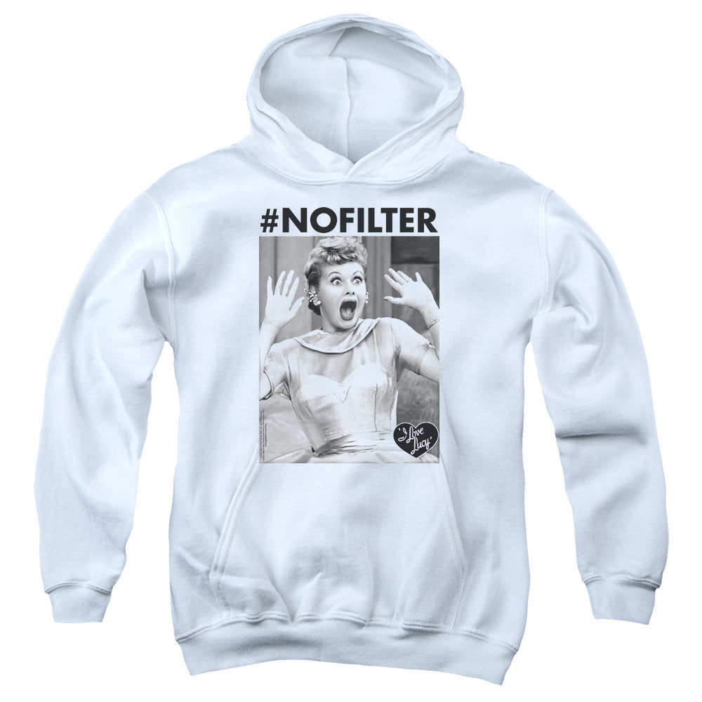 I Love Lucy No Filter Kids Youth Hoodie White