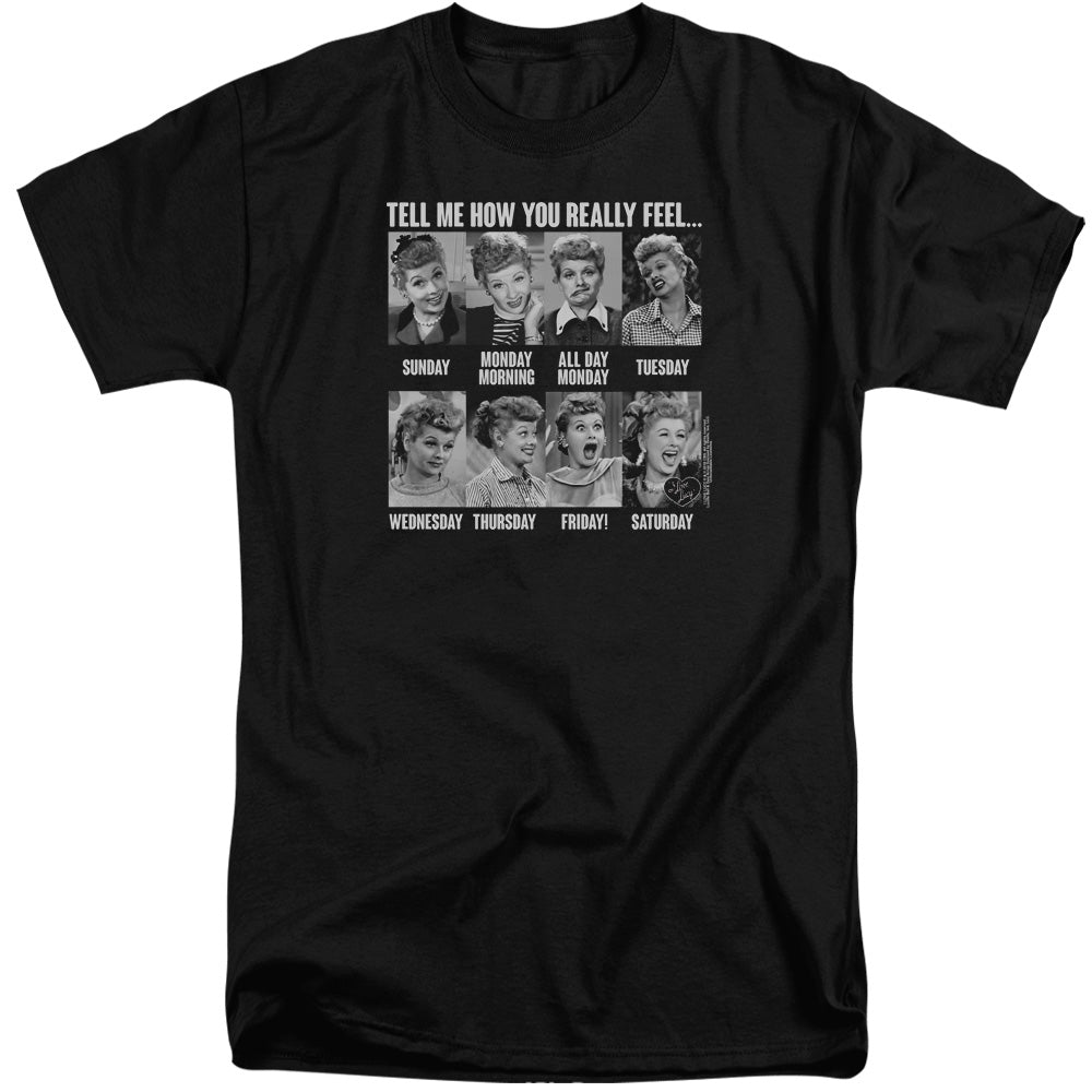 I Love Lucy 8 Days a Week Mens Tall T Shirt Black
