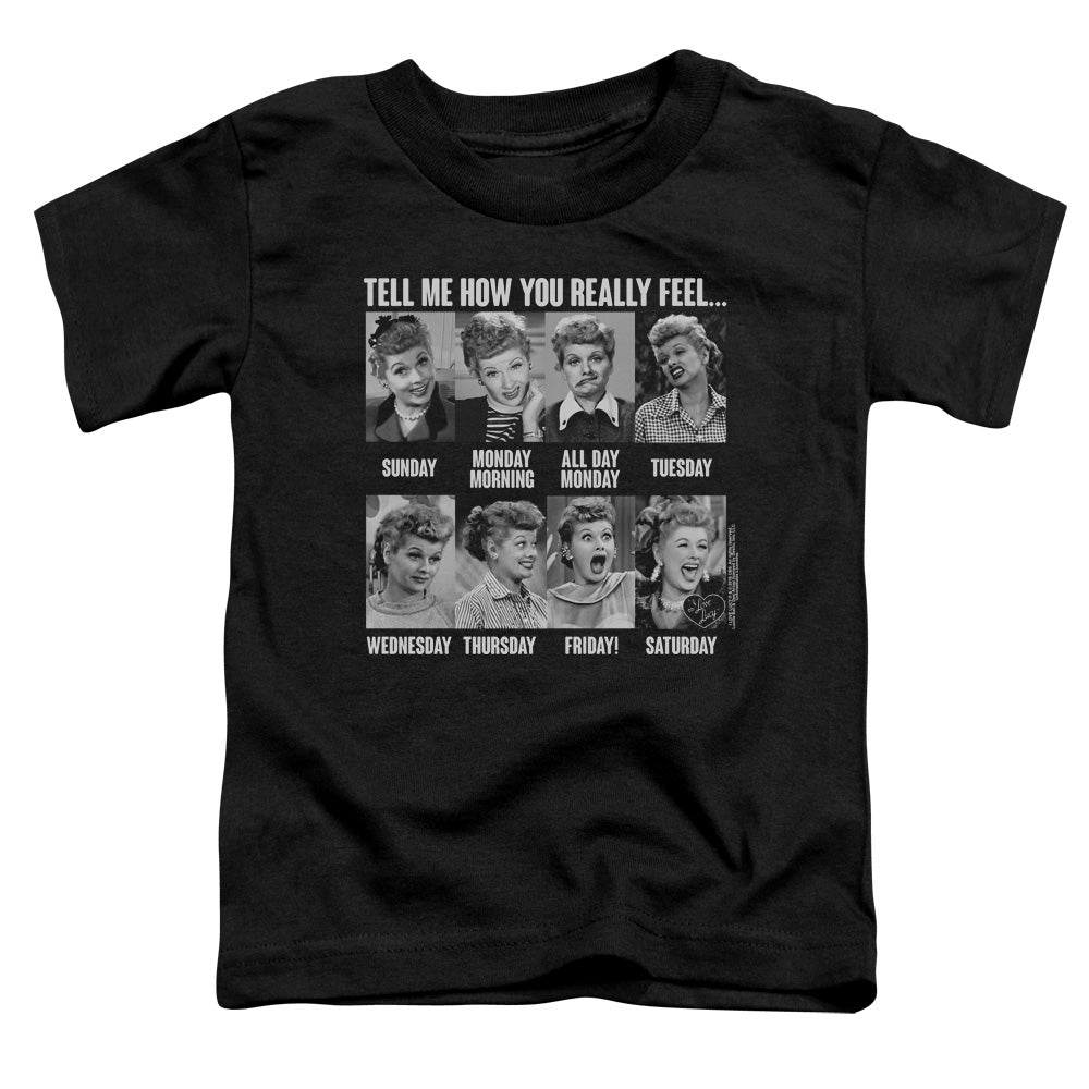 I Love Lucy 8 Days a Week Toddler Kids Youth T Shirt Black