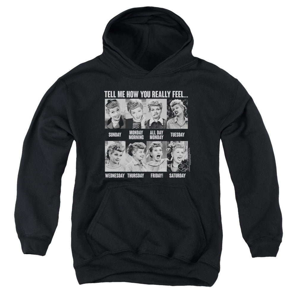 I Love Lucy 8 Days a Week Kids Youth Hoodie Black