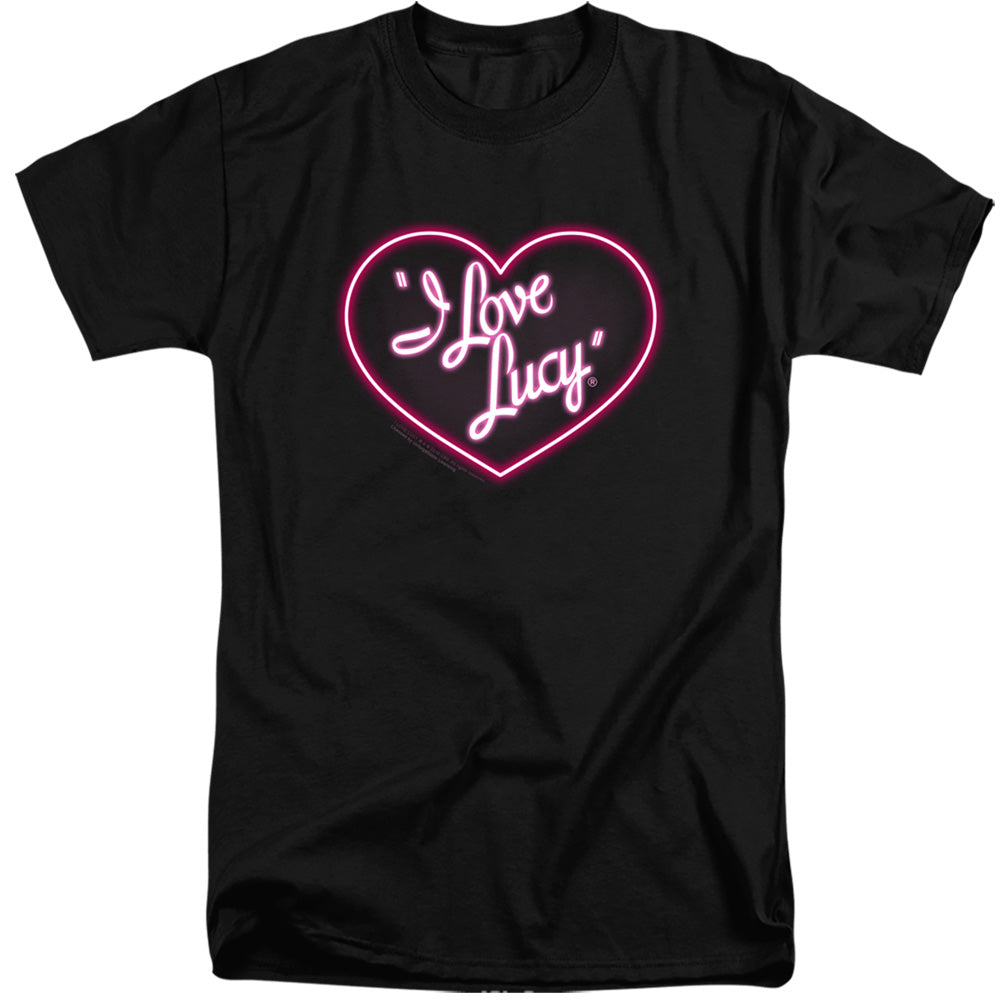 I Love Lucy Neon Logo Mens Tall T Shirt Black