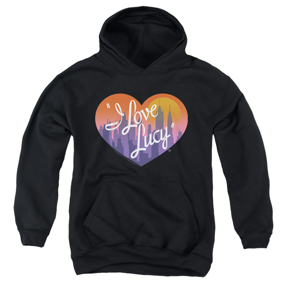 I Love Lucy Heart of the City Kids Youth Hoodie Black