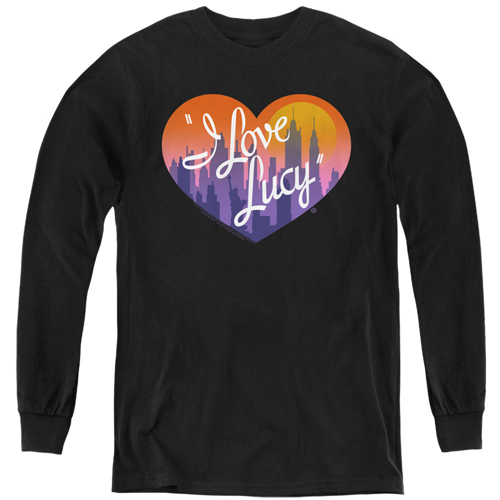 I Love Lucy Heart of the City Long Sleeve Kids Youth T Shirt Black