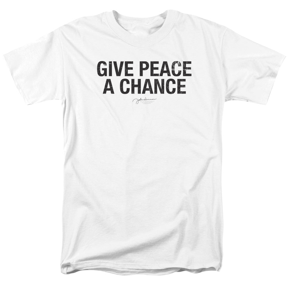 John Lennon Give Peace A Chance Mens T Shirt White