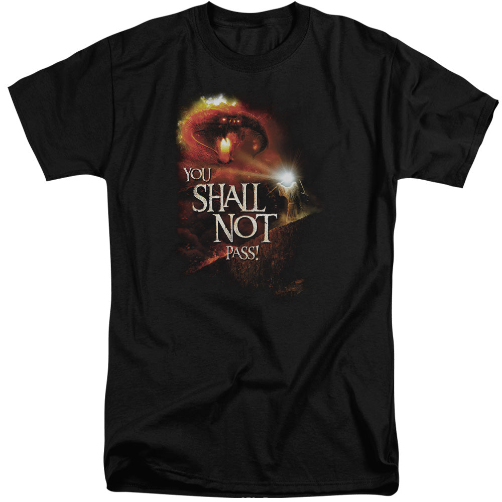 Lord of the Rings You Shall Not Pass Mens Tall T Shirt Black Officially Licensed