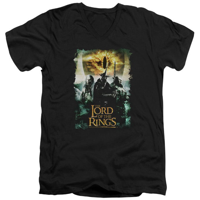 Lord Of The Rings Villain Group Mens Slim Fit V-Neck T Shirt Black