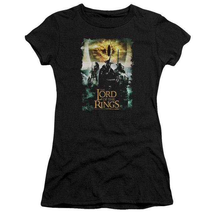 Lord Of The Rings Villain Group Junior Sheer Cap Sleeve Womens T Shirt Black