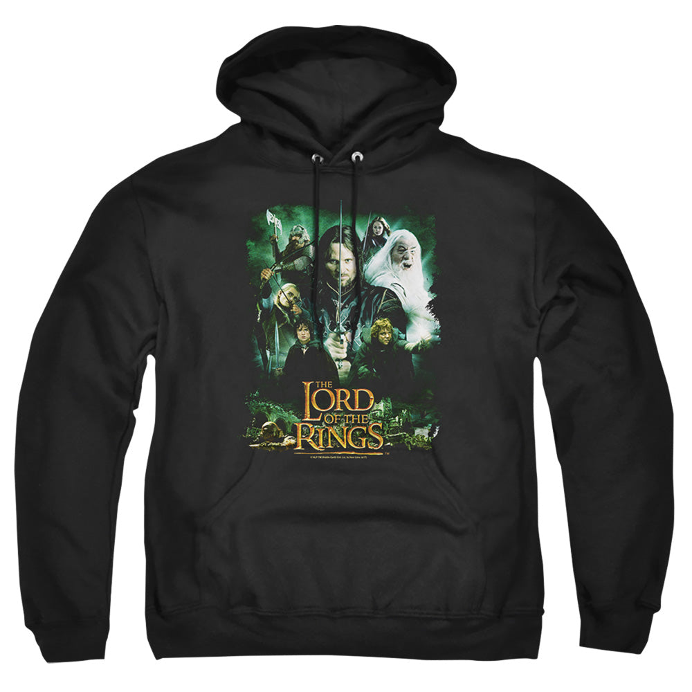 Lord Of The Ringsd Of The Rings Hero Group Mens Hoodie Black Officially Licensed