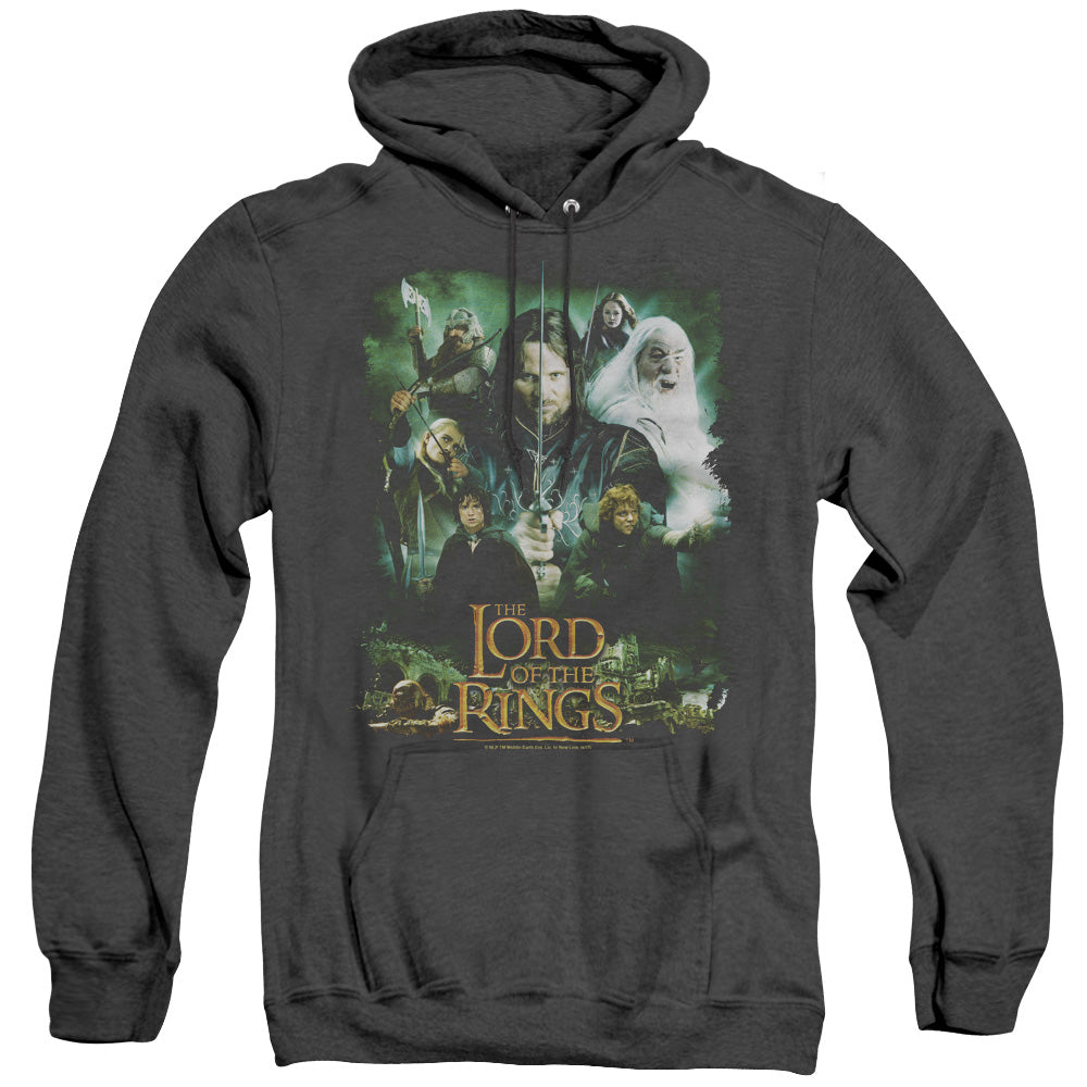 Lord Of The Rings Hero Group Mens Heather Hoodie Black Officially Licensed