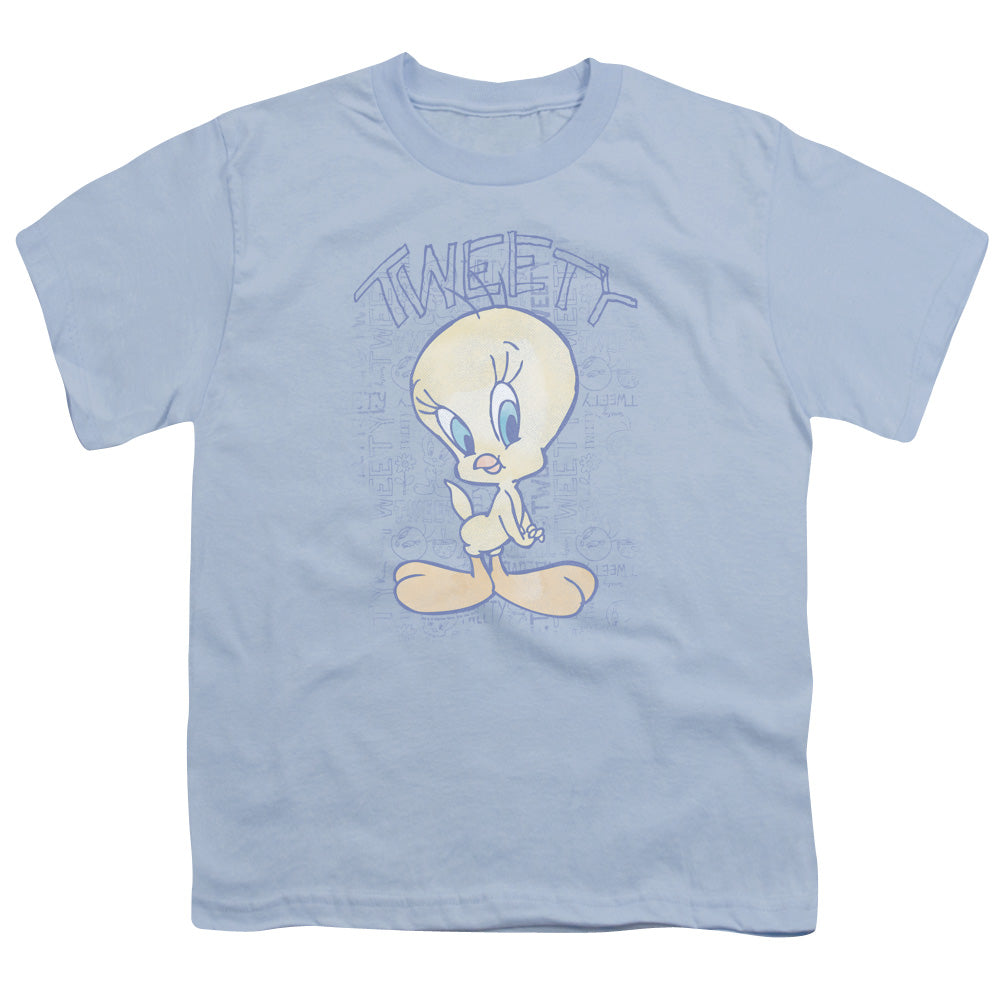 Looney Tunes Tweety Fade Kids Youth T Shirt Light Blue