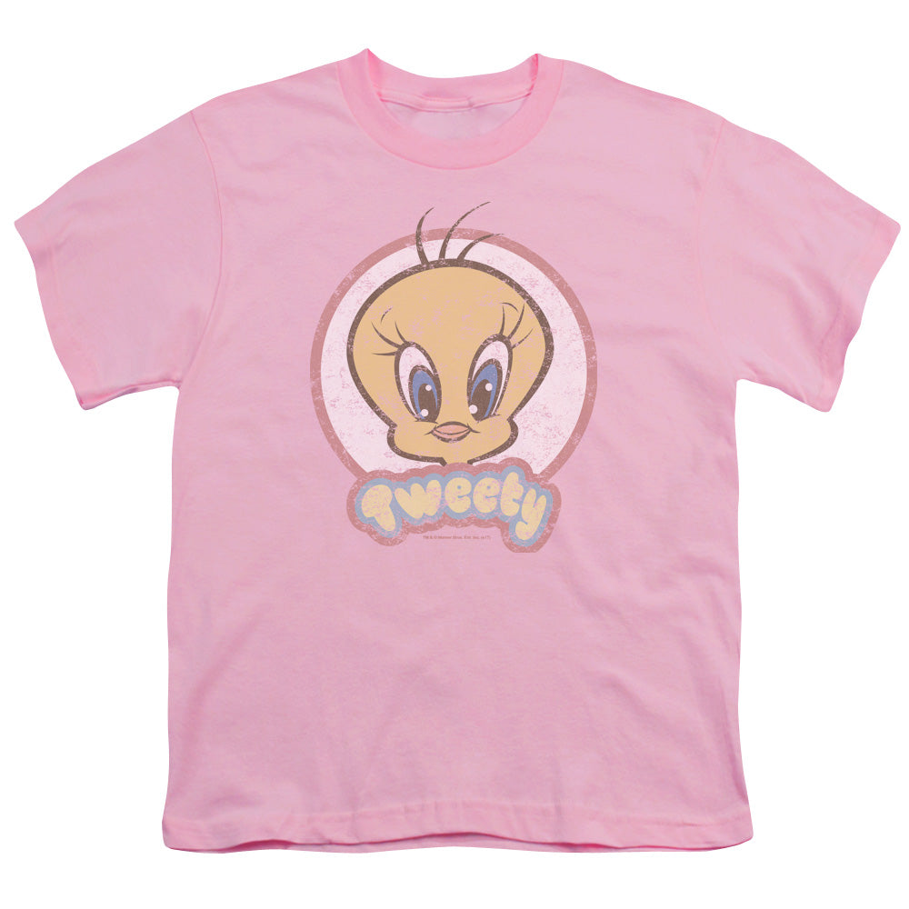 Looney Tunes Retro Tweety Kids Youth T Shirt Pink