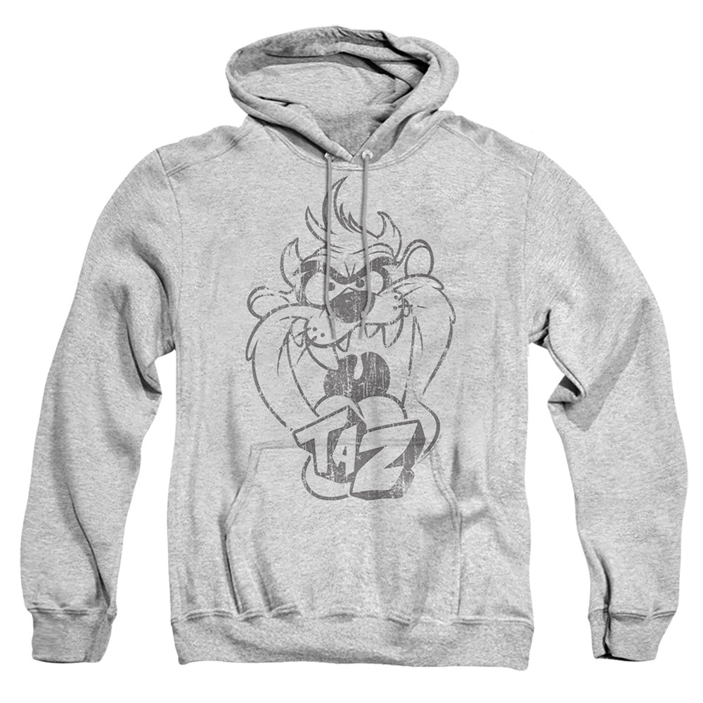 Looney Tunes Faded Taz Mens Hoodie Athletic Heather Officially Licensed