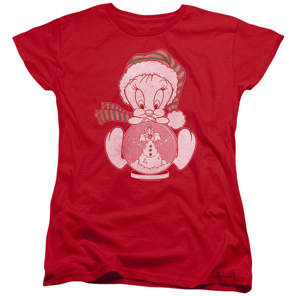 Looney Tunes Tweey Globe Womens T Shirt Red