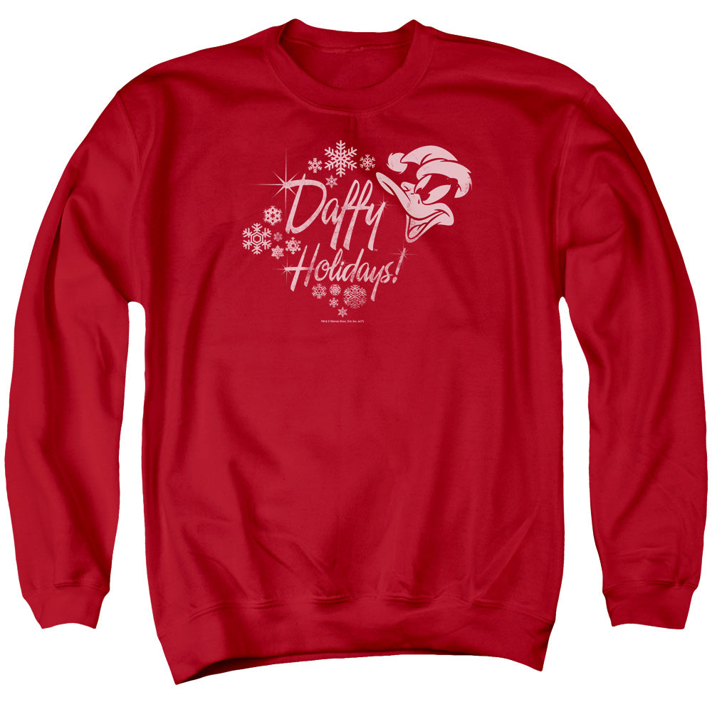 Looney Tunes Daffy Holidays Mens Crewneck Sweatshirt Red