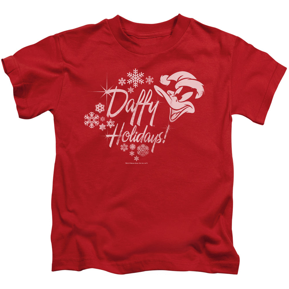 Looney Tunes Daffy Holidays Juvenile Kids Youth T Shirt Red