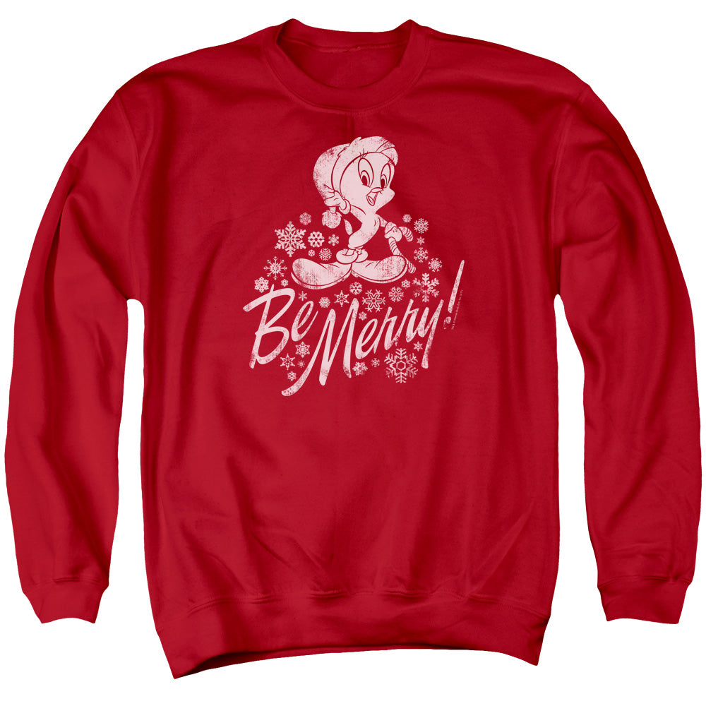 Looney Tunes Merry Tweety Mens Crewneck Sweatshirt Red