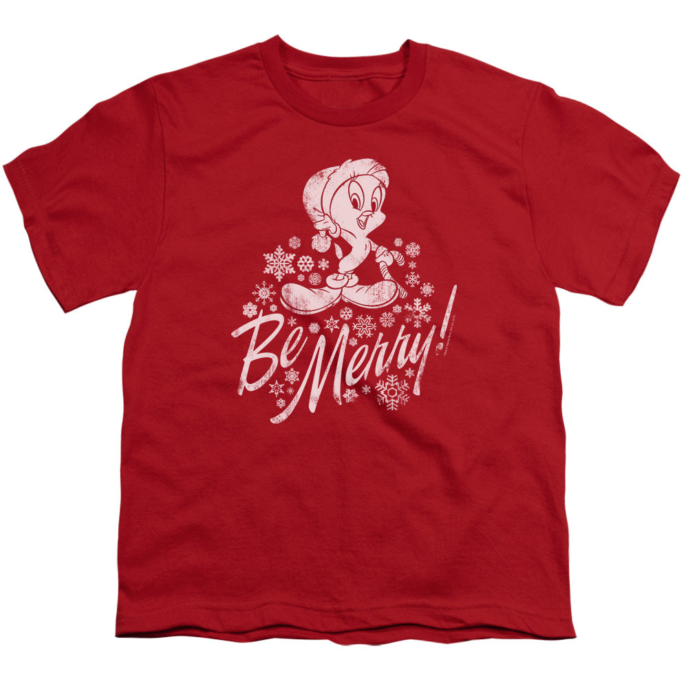 Looney Tunes Merry Tweety Kids Youth T Shirt Red