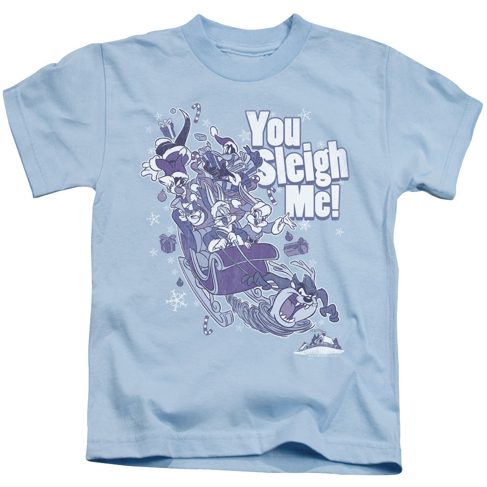 Looney Tunes You Sleigh Me Juvenile Kids Youth T Shirt Light Blue