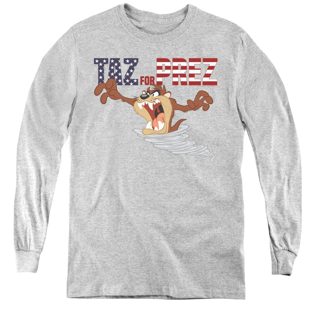Looney Tunes Taz for Prez 3 Long Sleeve Kids Youth T Shirt Athletic Heather