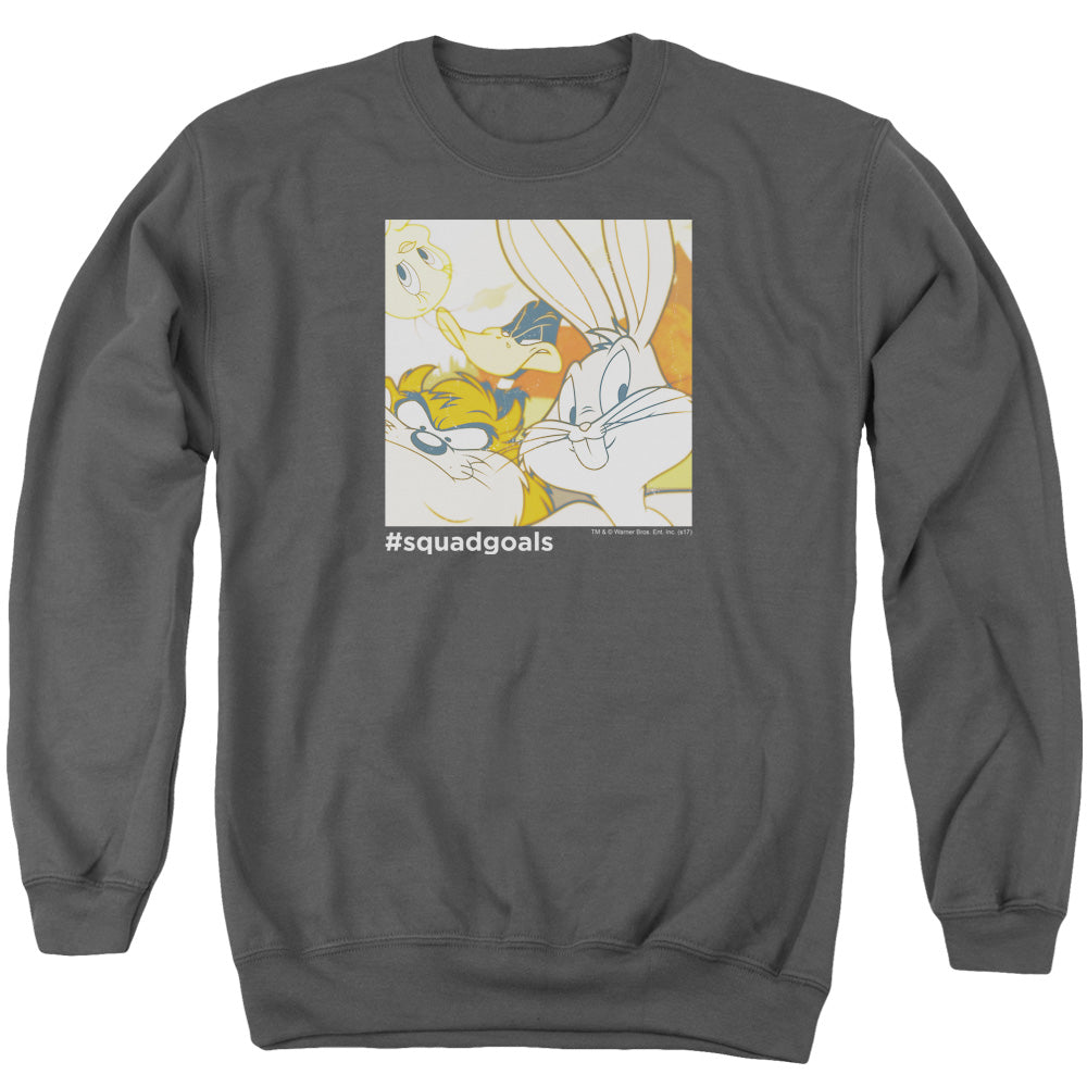 Looney Tunes Squad Goals Mens Crewneck Sweatshirt Charcoal