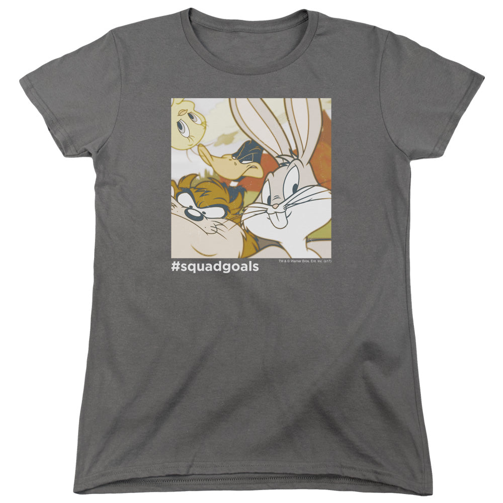 Looney Tunes Squad Goals Womens T Shirt Charcoal