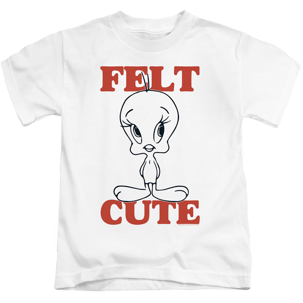 Looney Tunes Felt Cute Juvenile Kids Youth T Shirt White