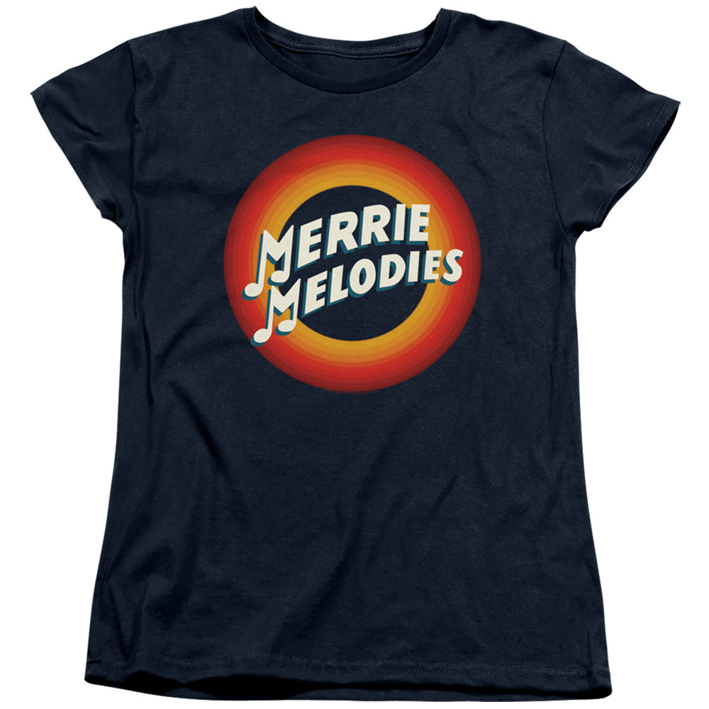 Looney Tunes Merrie Logo Womens T Shirt Navy Blue