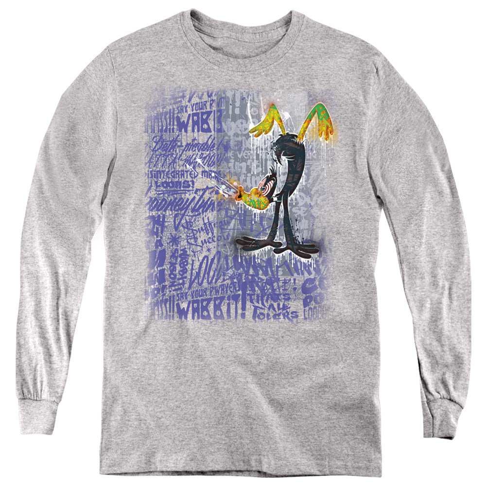 Looney Tunes Graffiti Duck Long Sleeve Kids Youth T Shirt Athletic Heather