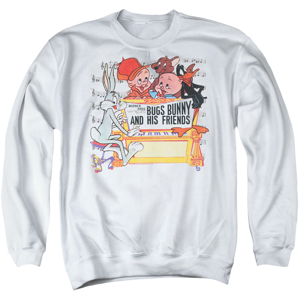 Looney Tunes Bugs and Friends Mens Crewneck Sweatshirt White