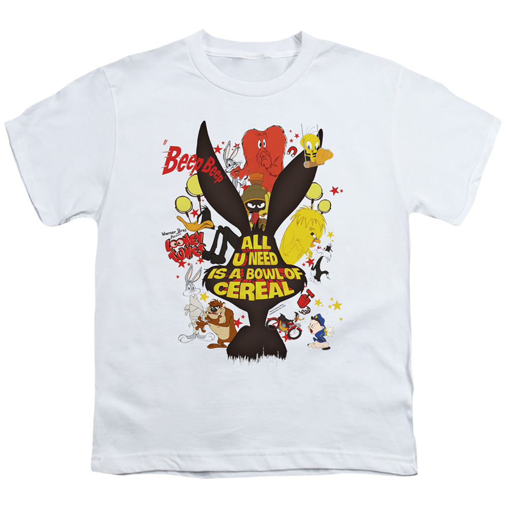 Looney Tunes Cereal Kids Youth T Shirt White