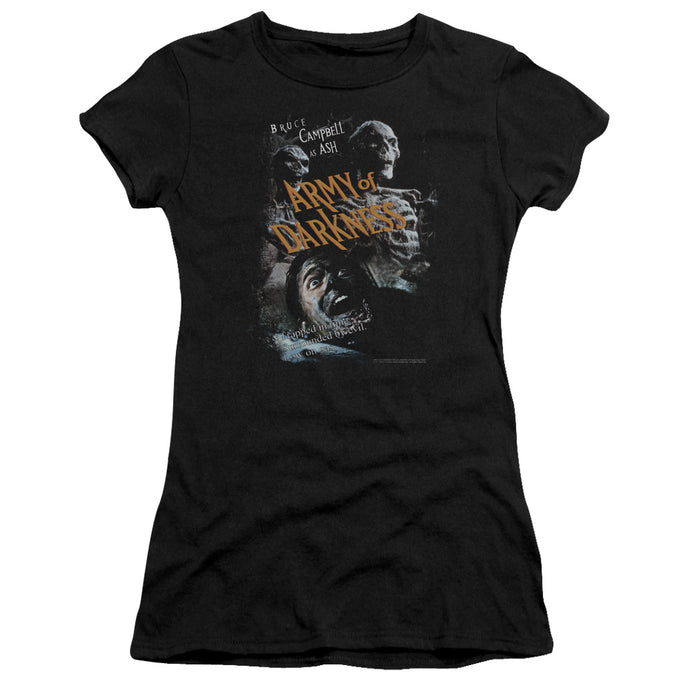 Army Of Darkness Covered Junior Sheer Cap Sleeve Womens T Shirt Black