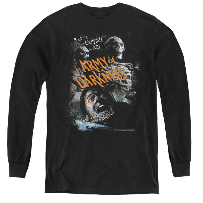 Army Of Darkness Covered Long Sleeve Kids Youth T Shirt Black