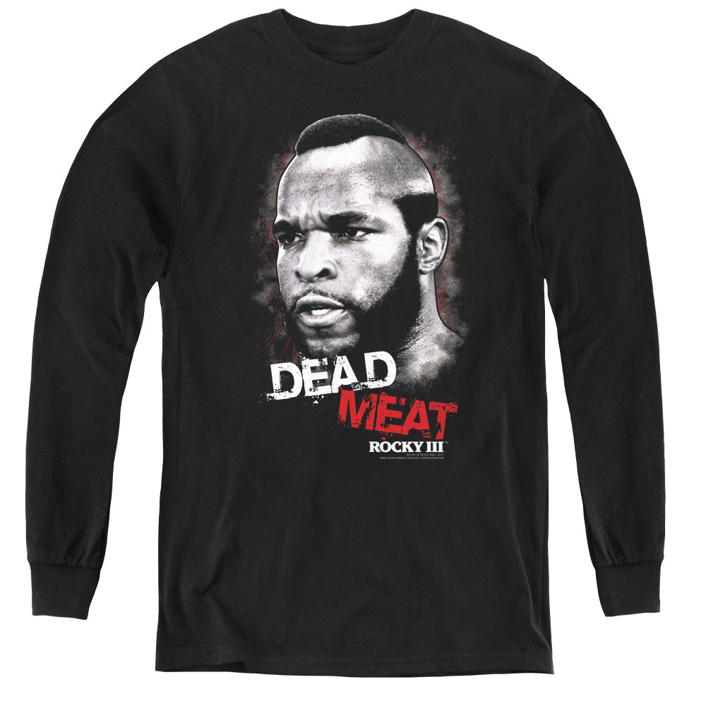 Rocky III Dead Meat Long Sleeve Kids Youth T Shirt Black