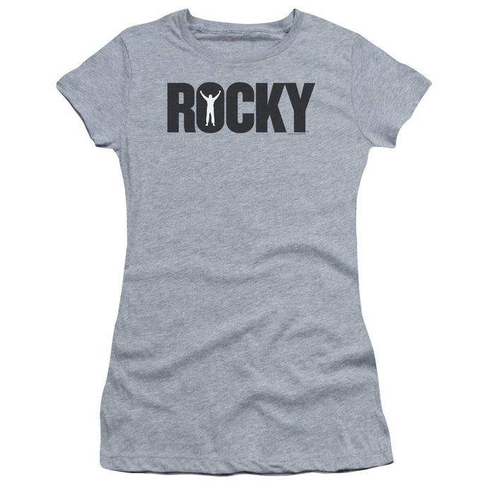 Rocky Logo Junior Sheer Cap Sleeve Womens T Shirt Athletic Heather