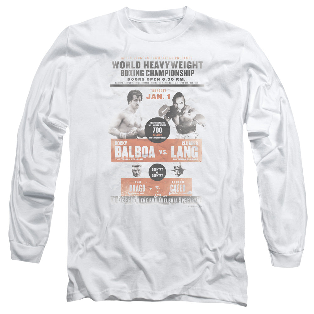 Rocky III VS Clubber Poster Mens Long Sleeve Shirt White