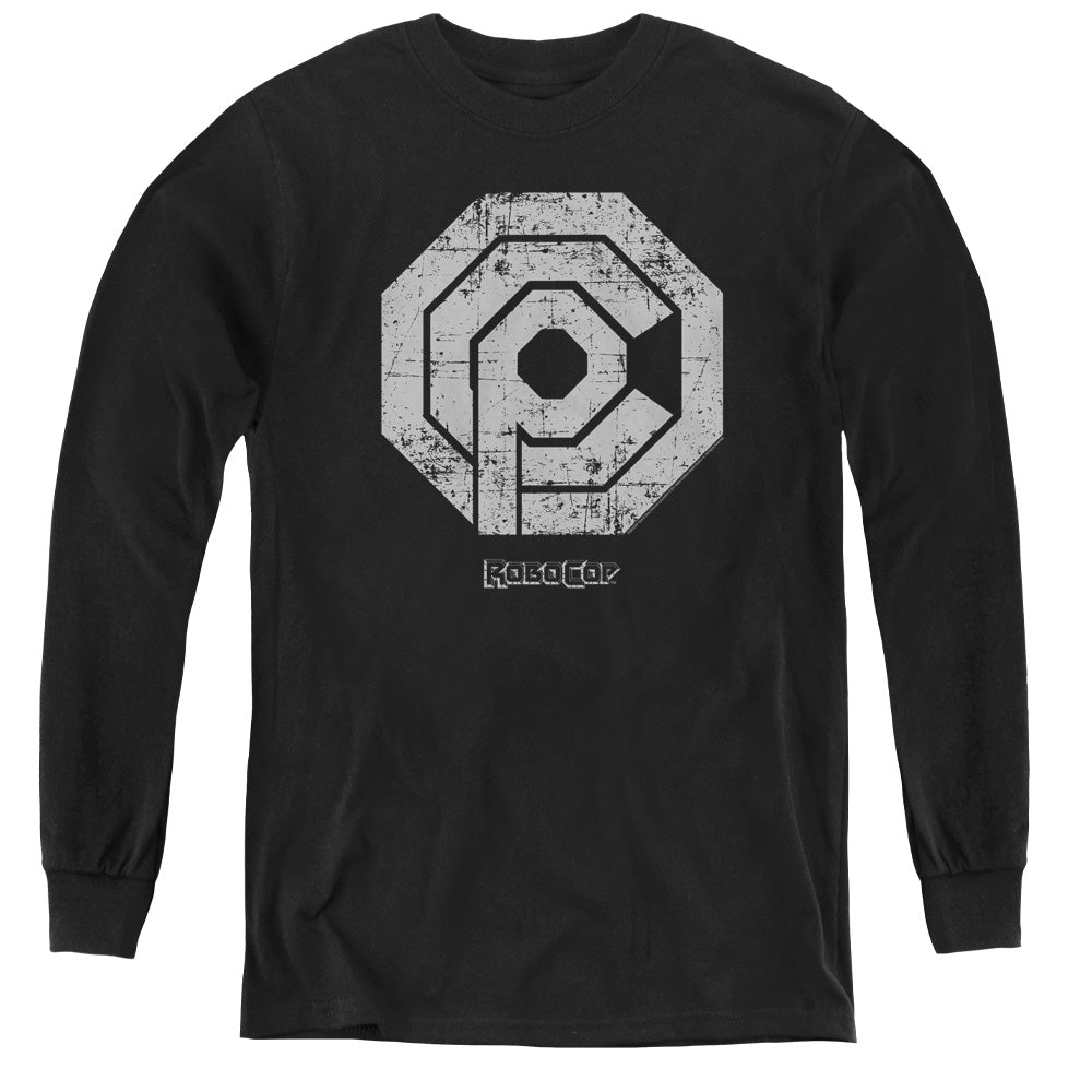 Robocop Distressed Ocp Logo Long Sleeve Kids Youth T Shirt Black