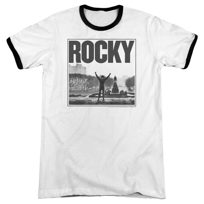 Rocky Top Of The Stairs Heather Ringer Mens T Shirt White