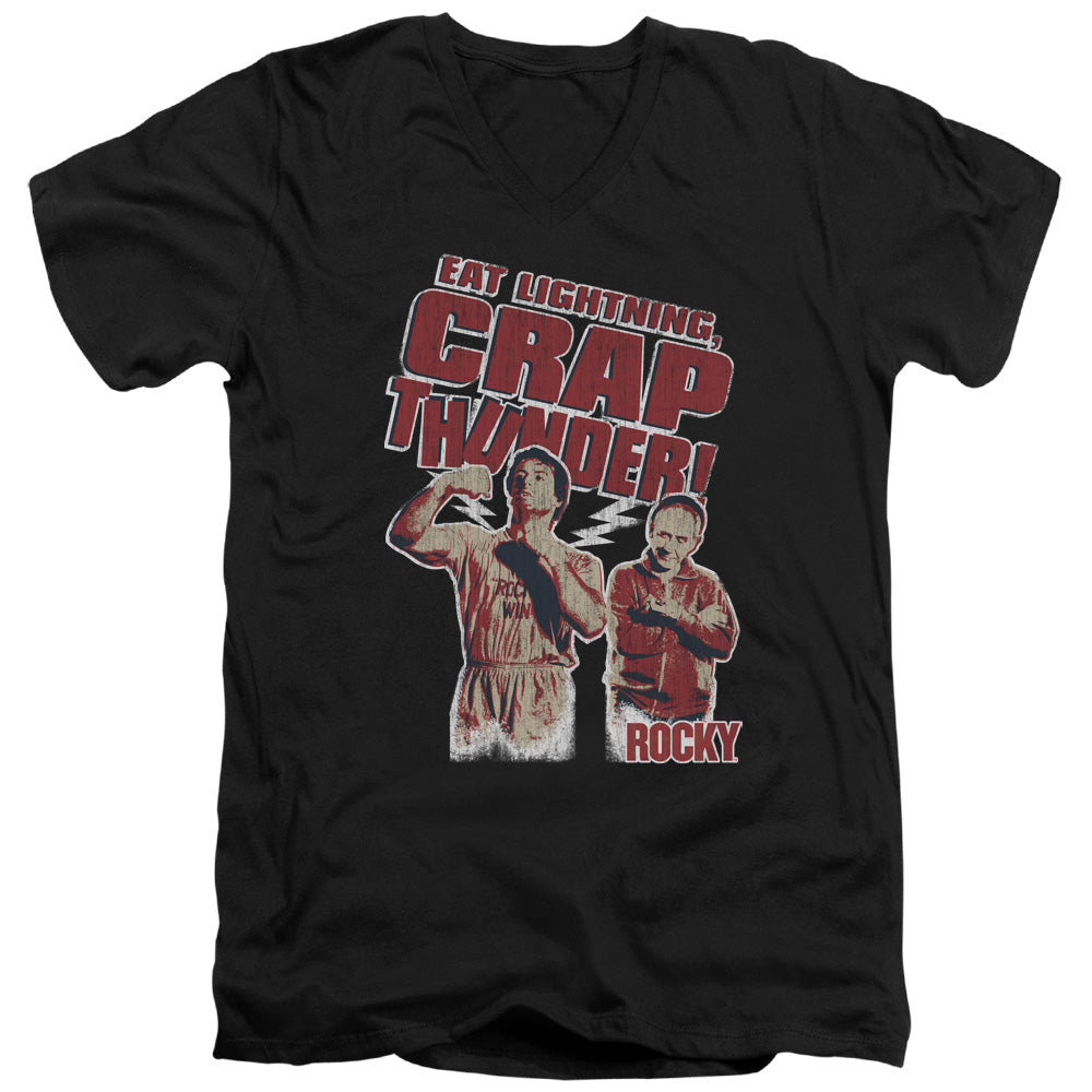 Rocky Eat Lightning Mens Slim Fit V-Neck T Shirt Black