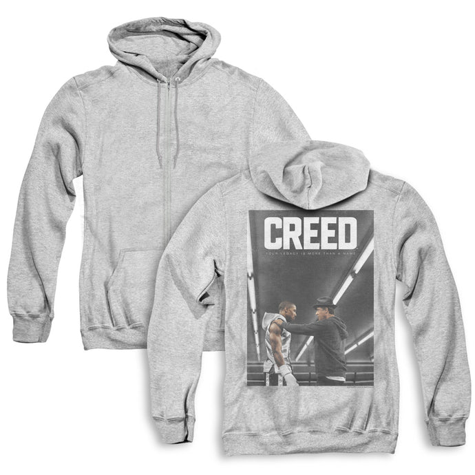 Creed Poster Back Print Zipper Mens Hoodie Athletic Heather