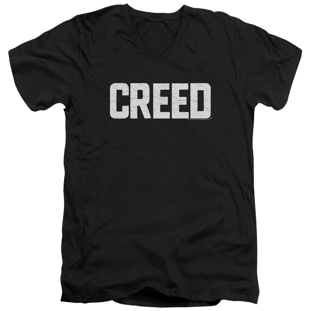 Creed Cracked Logo Mens Slim Fit V-Neck T Shirt Black