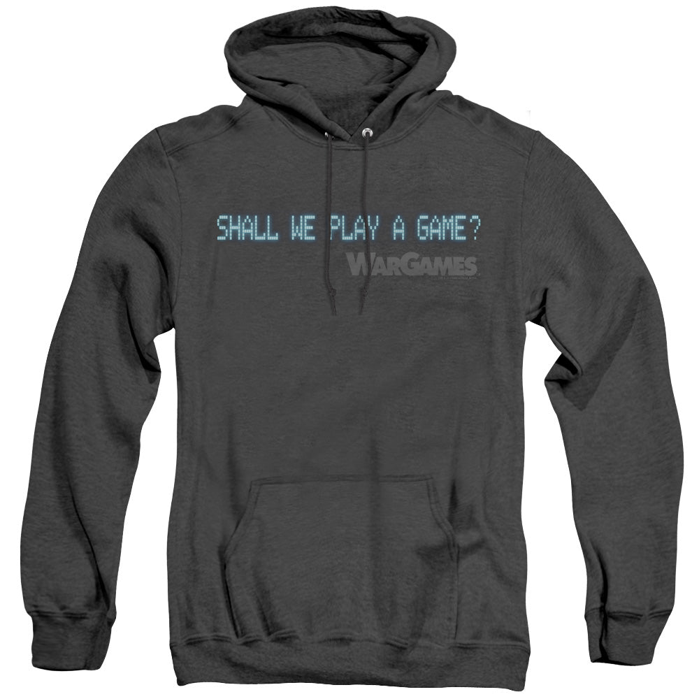 Wargames Shall We Mens Heather Hoodie Black Officially Licensed