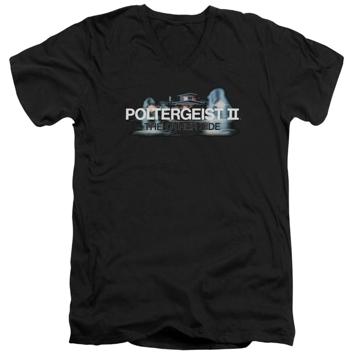 Poltergeist II The Other Side Logo Mens Slim Fit V-Neck T Shirt Black
