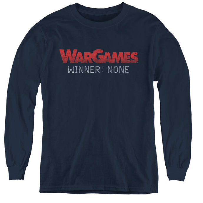 WarGames No Winners Long Sleeve Kids Youth T Shirt Navy Blue