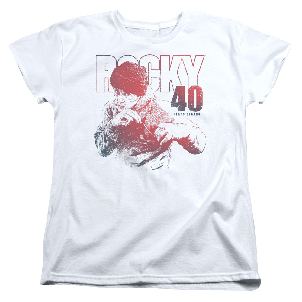 Rocky 40 Years Strong Womens T Shirt White