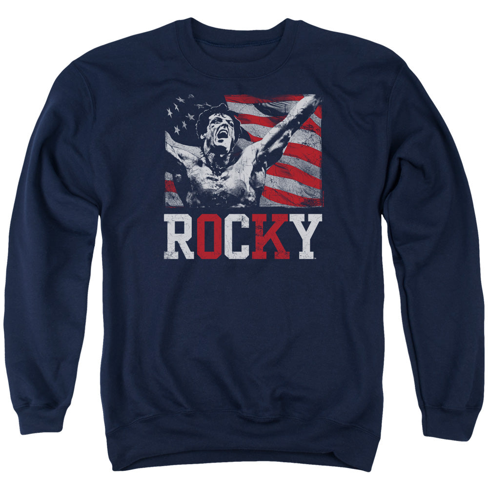 Rocky Flag Champion Mens Crewneck Sweatshirt Navy Blue