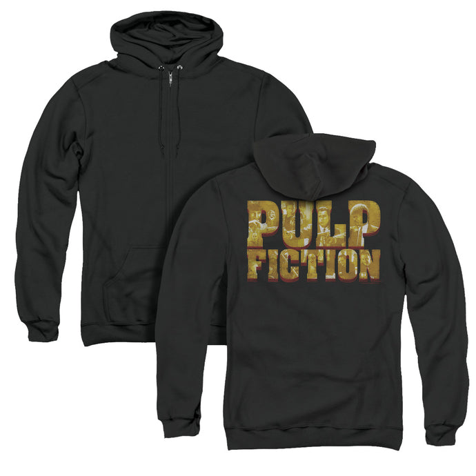 Pulp Fiction Pulp Logo Back Print Zipper Mens Hoodie Black