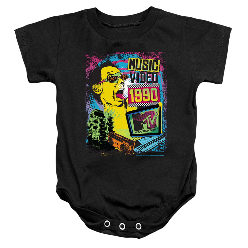 Mtv Neon Rocker Logo Infant Baby Snapsuit Black Officially Licensed